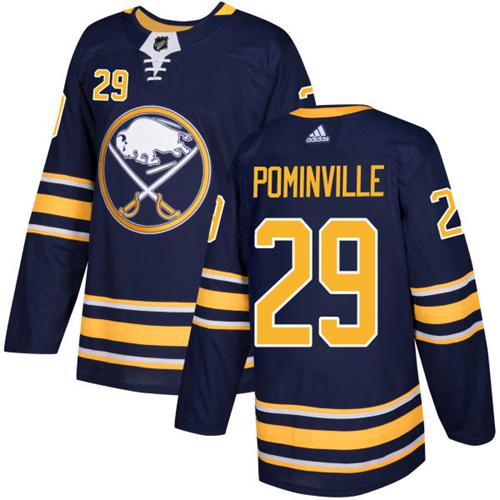 Men Adidas Buffalo Sabres #29 Jason Pominville Navy Blue Home Authentic Stitched NHL Jersey